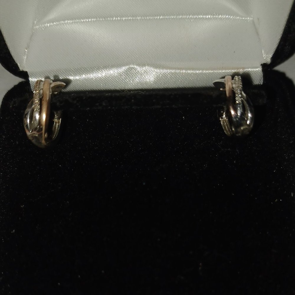 925 Silver and rose gold earrings with diamonds